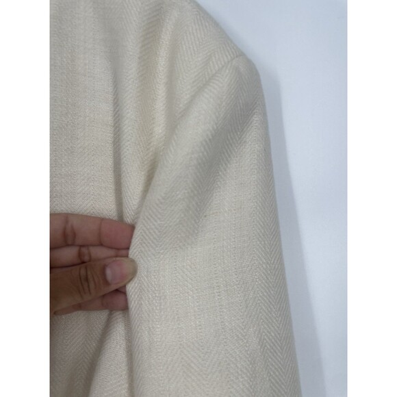 Lauren Ralph Lauren Blazer 100% Linen Mandarin Collar Herringbone Woven Jacket - Picture 10 of 15